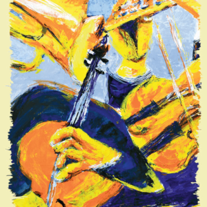 Abstract painting of performers